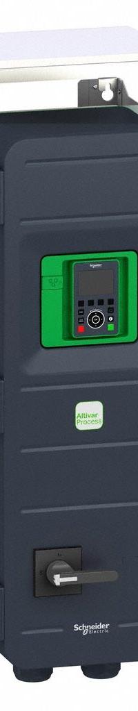 SCHNEIDER Variable Frequency Drive: In Phase Three, Out Phase Three, 60 hp, No Bypass, Programmable (MPN ATV650D45N4EU). Key specifications — Style: Compact; Color: Black/Green; Output Phase: Three.