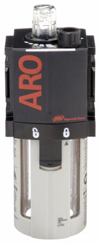 ARO Compressed Air Lubricator: Mist, 1/4 in NPT, 51 cfm, 150 psi Max Op Pressure, 125°F Max Op Temp (MPN L36221-100). Key specifications — attr111774: Aluminum; attr111402: 1500; attr111761: ARO.