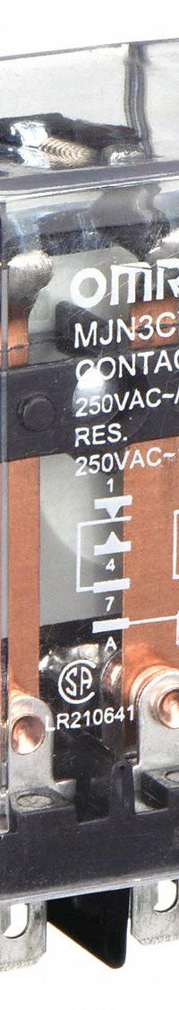 OMRON General Purpose Relay: Socket Mounted, 10 A Current Rating, 12V DC, 3PDT, 11 Pins/Terminals (MPN MJN3C-N-DC12). Key specifications — Brand: OMRON; Base Type: Square; Mounting Style: Plug-In; Pin Shape: Flat; Electrical Connection: Quick-Connect; Manufacturer Part Number: MJN3C-N-DC12; Series: MJN Series.