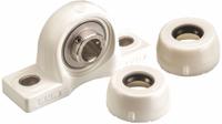 NTN Pillow Block Bearing: 1 3/16 in Bore, Polymer, Set Screws, 1 11/16 in Shaft Ht, 212°F Max Temp (MPN SUCPPL206-19C0FG1). Key specifications — Brand: NTN; Mounting Bolt Size: 1/2 in; Standards: NSF H1; System of Measurement: Inch.