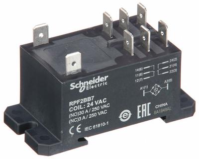 SCHNEIDER Enclosed Power Relay: DIN-Rail & Surface Mounted, 30 A Current Rating, 24V AC - Combination DIN-Rail & Surface-Mounted Relays