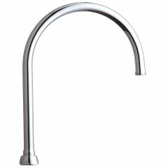 CHICAGO FAUCETS Spout: Spout, Arc, Swivel Spout, Brass, Polished Chrome, Laminar, 8 in Spout Reach (MPN GN8AJKABCP). Key specifications — Includes: Mounting Hardware; Product Type: Spout; Spout Style: Swivel; Body Material: Brass; Color/Finish: Polished Chrome; Brand: CHICAGO FAUCETS.