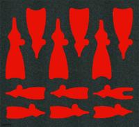 PROTO Foam Insert: Black/Red, 23 in Overall Wd, 16 in Overall Lg, 12 Compartments, Polyethylene Foam (MPN J360BFV). Key specifications — Material: Polyethylene Foam; Brand: PROTO; Color: Black; For Tool Type: Pliers; Compatible Manufacturer Model Number: J360B; Product Type: Foam Insert.