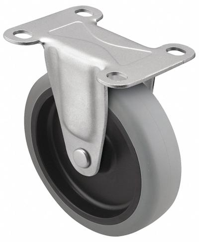 SHEPHERD CASTER Plate Caster: Rigid, No Brake, Polyurethane, 4 in Wheel Dia., 1 in Wheel Wd - General-Purpose NSF-Listed Sanitary Plate Casters