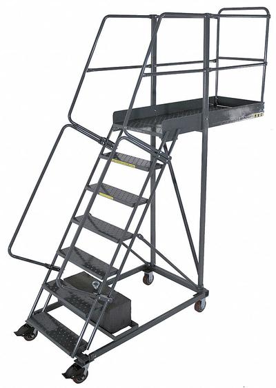 BALLYMORE Rolling Cantilever Ladder: 5.8 ft Platform Ht, Unassembled, Locking Casters - Unsupported Cantilever Ladders