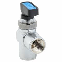 AIGNEP USA Manual Two-Way Ball Valve: 1/4 in, Nickel-Chrome Plated Brass, Angle, FNPT x FNPT, Wedge (MPN 86720-04). Key specifications — Brand: AIGNEP USA; Handle: Wedge.