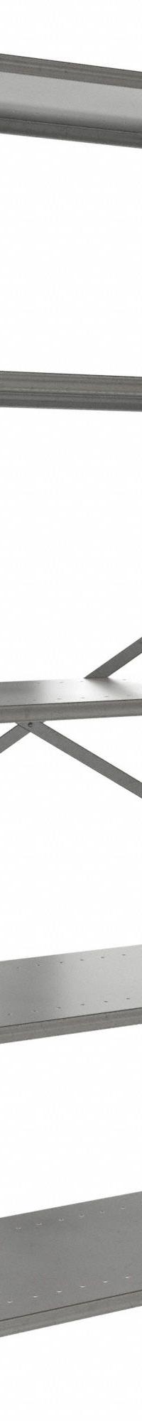 HALLOWELL Metal Shelving: Standalone, Medium-Duty, 48 in x 18 in, 84 in Overall Ht, 5 Shelves (MPN F5710-18HG). Key specifications — Frame Material: Steel; Shelving Material: Steel; Assembled: Unassembled; Color: Gray; Brand: HALLOWELL.