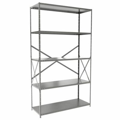HALLOWELL Metal Shelving: Standalone, Medium-Duty, 48 in x 18 in, 84 in Overall Ht - Medium-Duty Standalone Open Metal Shelving
