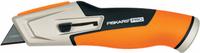 FISKARS Utility Knife: 7 in Overall Lg, Std Tip, Rubberized, Rubber, Orange, Hinge (MPN 770020-1001). Key specifications — attr307837: Hinge; attr307830: Standard Tip; attr307833: Orange; attr307831: Rubberized; attr307832: Rubber; attr324891: FISKARS.