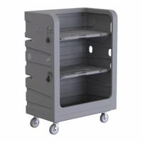 R&B WIRE PRODUCTS INC. Cube Truck: 48 in L x 29 in W x 69 in H, (2) Rigid/(2) Swivel, Gray, Rubber (MPN 749G-PS). Key specifications — Manufacturer Part Number: 749G-PS; Brand: R&B WIRE PRODUCTS INC.; Caster/Wheel Configuration: (2) Rigid; Color: Gray.