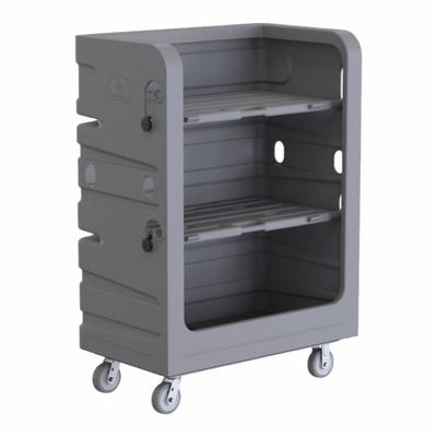 R&B WIRE PRODUCTS INC. Cube Truck: 48 in L x 29 in W x 69 in H, (2) Rigid/(2) Swivel, Gray - Vertical Cube Trucks