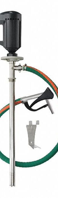 DAYTON Electric Drum Pump: Pump with Hose & Nozzle, 1 1/3 hp HP, 120 V AC, 18 gpm, SS (MPN 55EC83). Key specifications — Brand: DAYTON; Suction Tube Material: SS.