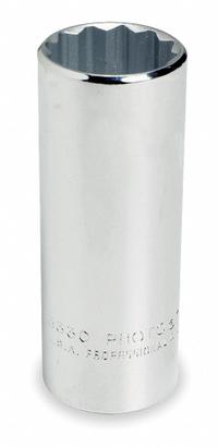 PROTO Socket: SAE, 1/2 in Drive Size, 5/8 in Socket Size, 12-Point, Deep, Chrome, Not Tether Capable (MPN J5320). Key specifications — attr1204417: PROTO; attr1204392: Chrome.