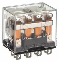 OMRON General Purpose Relay: Socket Mounted, 10 A Current Rating, 24V DC, 4PDT, 14 Pins/Terminals (MPN LY4N-DC24). Key specifications — Brand: OMRON; Base Type: Square; Mounting Style: Plug-In; Pin Shape: Flat; Electrical Connection: Quick-Connect; Manufacturer Part Number: LY4N-DC24; Operating Current: 10 A at 110V AC (Resistive Load); Series: LY Series.