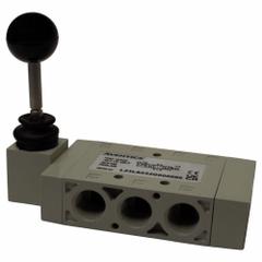 AVENTICS Manual Air Control Valve: L2, Lever, Four-Way / Three-Position, Open, Spring Return (MPN L22LA552O000000). Key specifications — attr1078739: Open; attr1078763: Spring Return; attr1078762: Manual Air Control Valve.
