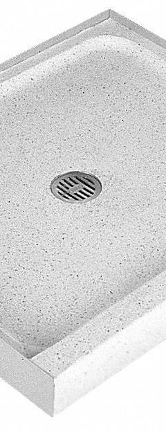 FIAT PRODUCTS Shower Base: Rectangle, Single Threshold, Terrazzo, 30 in Overall Lg, 4 in Overall Ht (MPN 6030MFTR081). Key specifications — Material: Terrazzo; Drain Location: Center; Brand: FIAT PRODUCTS.