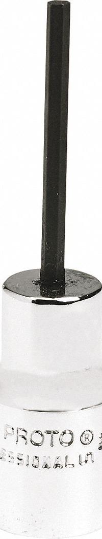 PROTO Socket Bit: 1/4 in Drive Size, Hex Tip, 3 mm Tip Size, 1 7/8 in Overall Lg, Fixed Insert (MPN J4770-3M). Key specifications — attr1204765: Fixed Insert; attr1204767: PROTO.