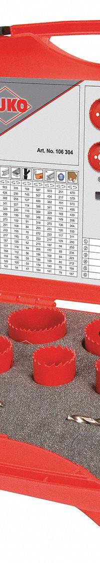 ROTHENBERGER Hole Saw Kit: 12 Pieces, 38 mm Max. Cutting Dp, High Speed Steel, 7 Teeth per Inch (MPN 106304). Key specifications — attr1098178: 7; attr1098172: ROTHENBERGER.