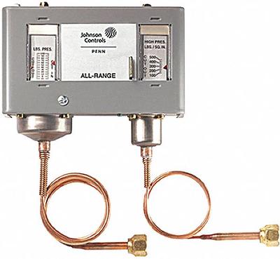 JOHNSON CONTROLS Dual Pressure Control: SPST, 12 in Hg to 80 psi Low Side, 100 psi to 500 psi High Side - Dual Pressure Controls