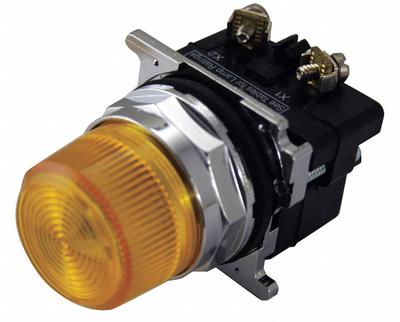 EATON Pilot Light: 30 mm Panel Mounting Size, Yellow, Incandescent - Incandescent Pilot-Lights