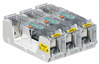 BUSSMANN Fuse Block: Open Block Design, 3 Pole, 600 V AC, Box Lug - Fuse Blocks for UL Class RK1 & RK5 Fuses