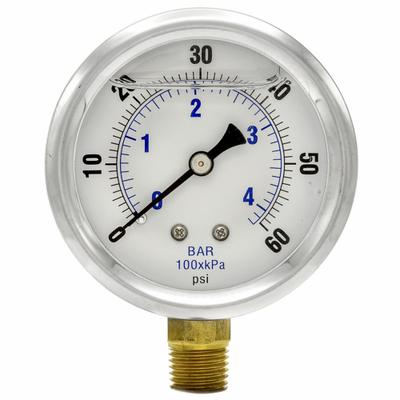 WGTC Differential Pressure Gauge: Bottom, 1/4 in NPT Male, ±1.5% Gauge Accuracy - Low Operating Pressure Differential Gauges