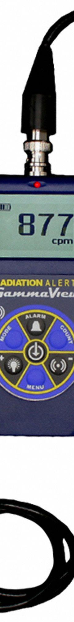 RADIATION ALERT Radiation Survey Meter: CPM/CPS/mR/hr/uSv/hr, NIST, LCD with Backlight (MPN GammaView). Key specifications — Measuring Units: CPM; Includes: Mini USB Cable; Operating Ranges: 0 to 875,000 CPM; Brand: RADIATION ALERT; Calibration Certificate Type: NIST.
