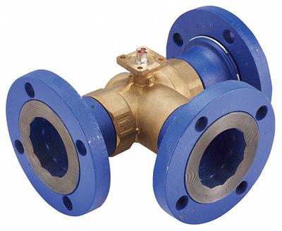HVAC Control Ball Valve: 3-Way, 2 1/2 in Flanged, 117 CV Flow, 74 Bypass CV Flow - 3-Way Flanged Connection Ball Valves