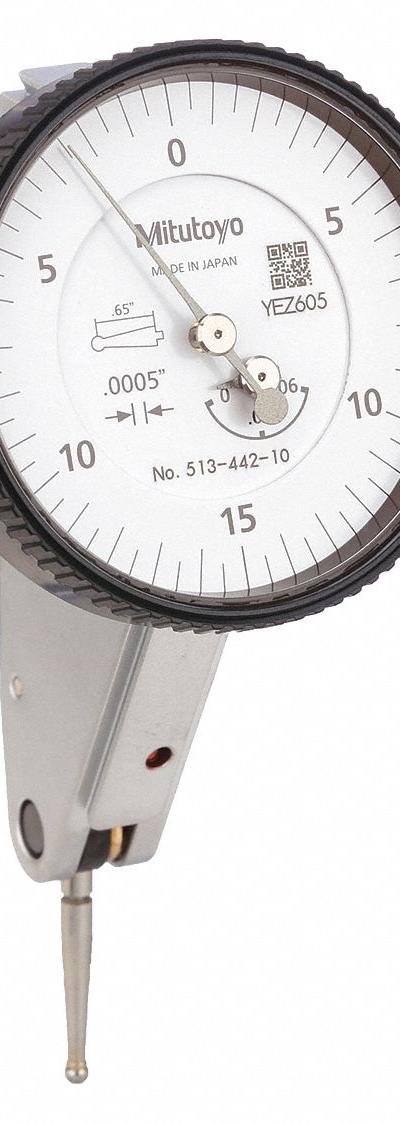 MITUTOYO Tilted-Face Dial Test Indicator: 0 in to 0.06 in - Dial Test Indicators - Horizontal & Tilted-Face Styles