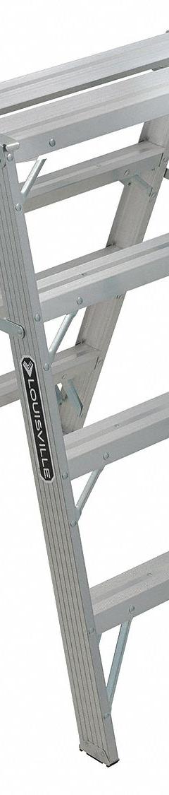 LOUISVILLE LADDER Step Stool: 4 Steps, 4.1 ft Overall Ht, 300 lb Load Cap, Aluminum (MPN L-2032-04). Key specifications — Brand: LOUISVILLE LADDER; Color: Silver.