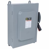 SQUARE D Safety Switch: Non-Fusible, 60 A, Three Phase, 600V AC, Galvanized Steel, Indoor/Outdoor (MPN HU462AWK). Key specifications — attr867131: SQUARE D.