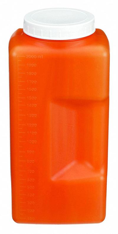 DYNALON Storage Bottle: 2 L, 67.6 fl oz, HDPE, Amber, Square, Opaque, Closure Included - HDPE Rectangular Lab Bottles