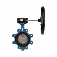 GHIBSON Butterfly Valve: 2 in Pipe Size, Concentric, 250 psi Max. Pressure (CWP), Lug, 4 Bolt Holes (MPN G541S-2). Key specifications — Brand: GHIBSON; Handle Type: Gear Operated Handwheel; Disc Material: Stainless Steel.
