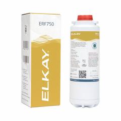 ELKAY Quick-Connect Water Filter: 1 micron, 1.5 gpm, 750 gal, 9 1/2 in Overall Ht (MPN ERF750). Key specifications — Filter Media: Activated Carbon; Reduces: Cyst; Brand: ELKAY.