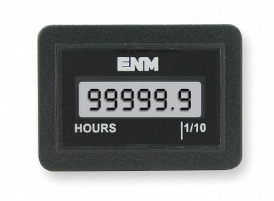 ENM Hour Meter: Hour Meters, Front Panel Mounting, Digital, 1/2 in x 1 1/4 in