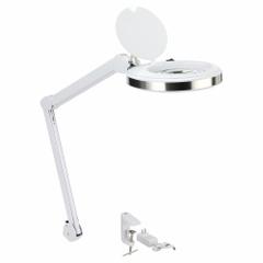 AVEN Round Magnifier Light: LED, 3x, 8 Diopter, 800 lm Max Brightness, 36 in Arm Reach, Articulating (MPN 26501-XL58). Key specifications — Brand: AVEN; Magnification: 3x; ESD Safe: No; Lens Material: Glass; Lighting Technology: LED; Operating Voltage: 100 to 240V AC; Includes Ultraviolet Light: No.
