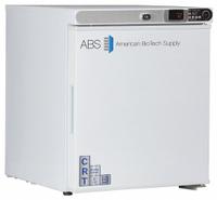 Controlled Room Temperature Cabinet: 115 V, 20°C to 25°C, 17 1/4 in Overall Wd, 19 1/4 in Overall Dp (MPN CRT-ABT-HC-UCFS-0104). Key specifications — Brand: AMERICAN BIOTECH SUPPLY; Voltage: 115 V; Includes: (2) Adjustable Shelves; Door Hinge: Right Hinge.