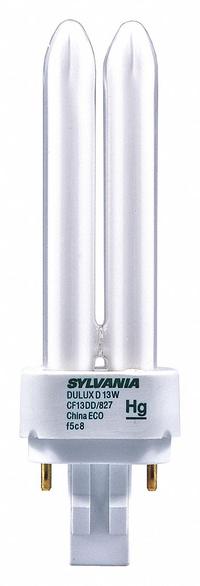 LEDVANCE/ SYLVANIA Compact Fluorescent Bulb: 4-Pin (G24q-2), T4, Fluorescent, 3000K, 18 W Watt (MPN 20724). Key specifications — Brand: LEDVANCE/ SYLVANIA; Bulb Designation: CF18DD/E/830/ECO; Dimmable: Yes; Color Temperature: 3000K.