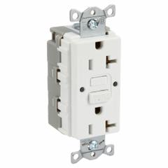 HUBBELL GFCI Receptacle: Decorator Duplex, 5-20, White, GFCI, 125V AC, 20 A, 2 Pole / 3 Wire (MPN SNAPGF20W)