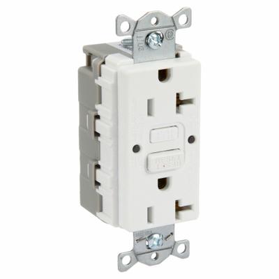 HUBBELL GFCI Receptacle: Decorator Duplex, 5-20, White, GFCI, 125V AC, 20 A - General Purpose Receptacles