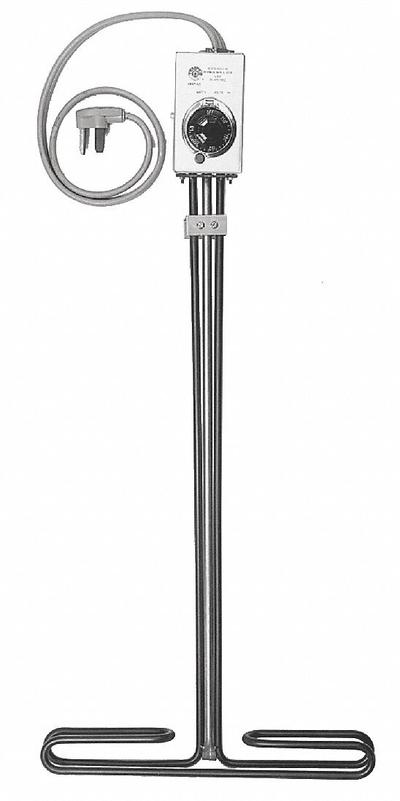 TEMPCO Sanitizing Sink/Tank Immersion Heater: 1 Phase, 120V AC, 1,500 W Watt - Suspended Immersion Heaters