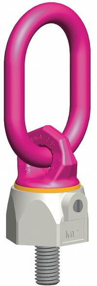 RUD CHAIN Hoist Ring: Pivot/Swivel, Steel w/Pink Powder-Coated Bail, 3/8"-16, Max. 990 lb, Lifting (MPN 7991091). Key specifications — Brand: RUD CHAIN; Thread Size: 3/8"-16; Operation: Lifting.