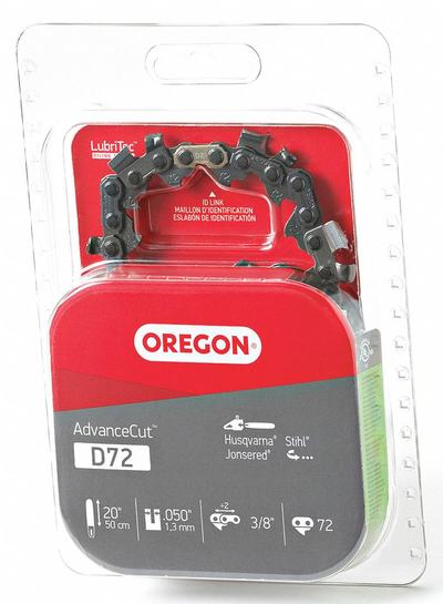 OREGON Chainsaw Chain: 20 in Compatible Bar Lg, 3/8 in, 0.05 in Gauge, 72 Links
