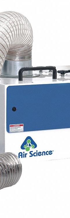 AIR SCIENCE Fume Extractor: 18 in Overall Ht, 35 in Overall Wd, 25 1/2 in Overall Dp, Analog (MPN VE-FED-M-A). Key specifications — Blower Required: No Blower Required; Display Type: Analog; Pre-Filter Material: Polyester; Brand: AIR SCIENCE; Product Type: Vented Enclosure; Voltage: 115V AC.