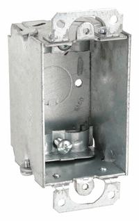 RACO Electrical Box: Steel, Steel Material & Nominal Size, 1 Gangs, 2 in Box Dp, 2 in Box Wd (MPN 445). Key specifications — Brand: RACO; Bracket Style: Without Bracket; Clamp Style: KO.