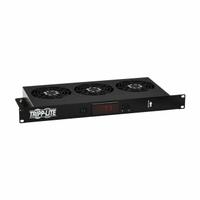 TRIPP LITE Air Distribution Fan: 475 cfm Airflow @ 0.000 in SP, Air Distribution Fan, 120V AC, Rack (MPN SRFAN1UTEMP). Key specifications — Brand: TRIPP LITE; Voltage: 120V AC; Mounting Location: Rack.