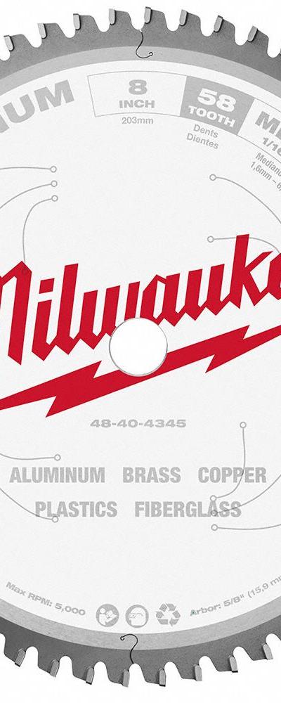 MILWAUKEE Circular Saw Blade: 8 in Blade Dia - Aluminum & Soft Metal-Cutting Blades