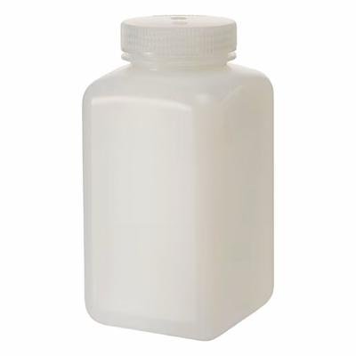 NALGENE Laboratory Bottle: 1 L, 32 fl oz, HDPE, Natural, 63 mm Screw Closure Size - HDPE Rectangular Lab Bottles