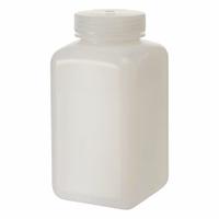 NALGENE Laboratory Bottle: 1 L, 32 fl oz, HDPE, Natural, 63 mm Screw Closure Size, Square, Unlined (MPN 2114-0032-24). Key specifications — Body Color: Natural; Brand: NALGENE; Closure Included: Yes; Graduated: No; Closure Attached: Attached.