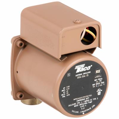 TACO Circulating Pump: 1/40 hp HP, 115V AC, Bronze, 1, 11 gpm, 10 ft Max. Head - General-Purpose Inline Circulator Pumps